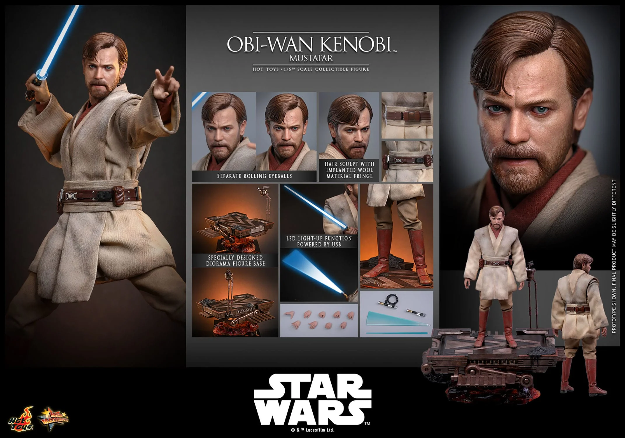 Obi-Wan Kenobi (Mustafar) Movie Masterpiece Hot Toys - Image 16